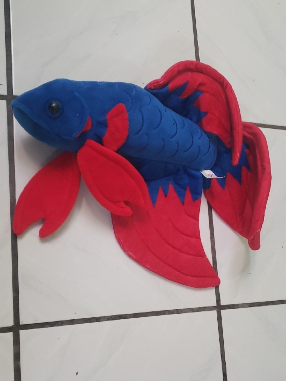 Brand new "Adore" blue & red flare plush Betta fish toy, 20 inches